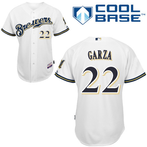 Matt Garza #22 MLB Jersey-Milwaukee Brewers Men's Authentic Home White Cool Base Baseball Jersey